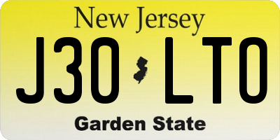 NJ license plate J30LTO