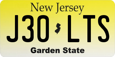 NJ license plate J30LTS