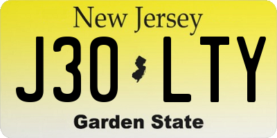 NJ license plate J30LTY