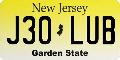 NJ license plate J30LUB