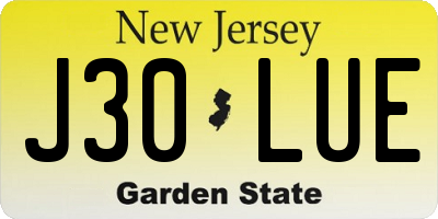 NJ license plate J30LUE