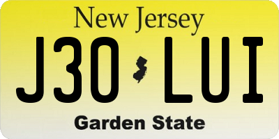 NJ license plate J30LUI