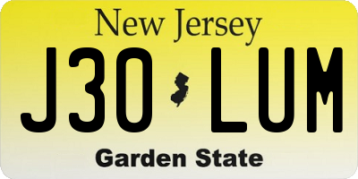 NJ license plate J30LUM