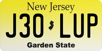 NJ license plate J30LUP