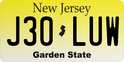NJ license plate J30LUW