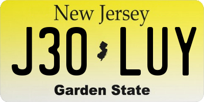 NJ license plate J30LUY