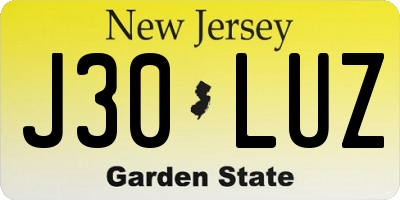 NJ license plate J30LUZ
