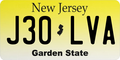 NJ license plate J30LVA