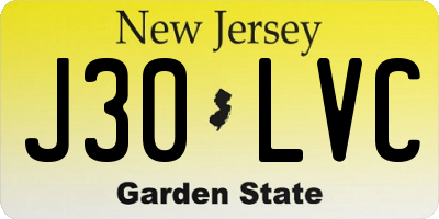 NJ license plate J30LVC