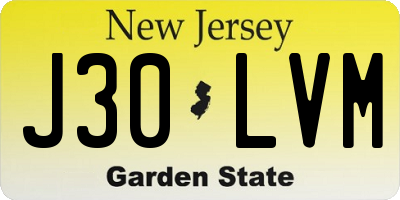 NJ license plate J30LVM