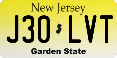 NJ license plate J30LVT