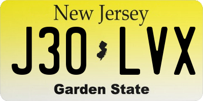 NJ license plate J30LVX