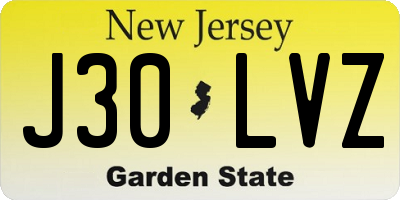 NJ license plate J30LVZ