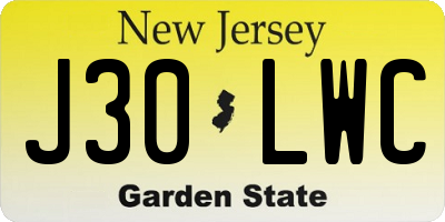 NJ license plate J30LWC