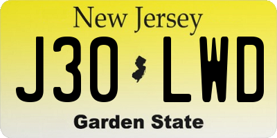 NJ license plate J30LWD