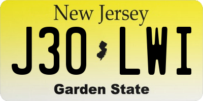 NJ license plate J30LWI