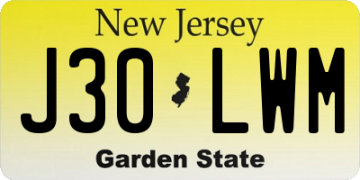 NJ license plate J30LWM