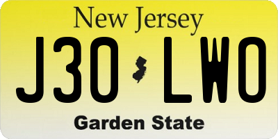 NJ license plate J30LWO