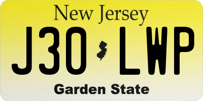 NJ license plate J30LWP