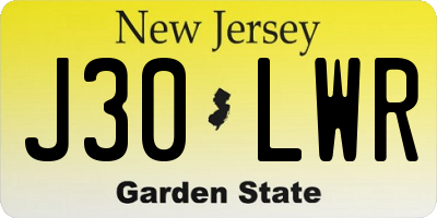 NJ license plate J30LWR