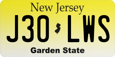 NJ license plate J30LWS