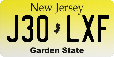 NJ license plate J30LXF