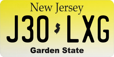 NJ license plate J30LXG