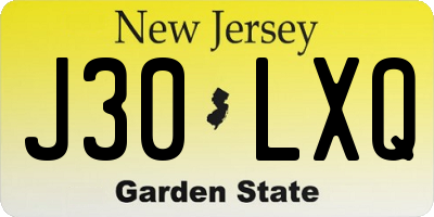NJ license plate J30LXQ