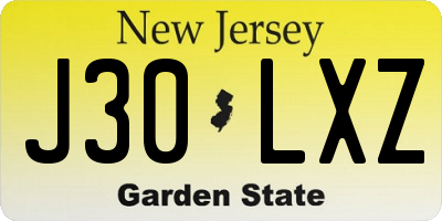 NJ license plate J30LXZ