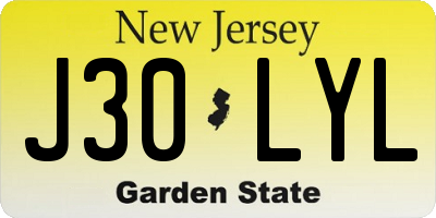 NJ license plate J30LYL