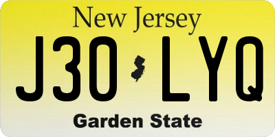 NJ license plate J30LYQ