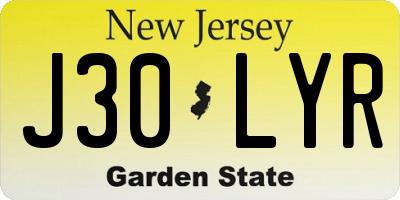 NJ license plate J30LYR