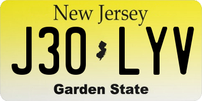 NJ license plate J30LYV