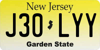 NJ license plate J30LYY
