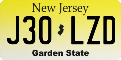 NJ license plate J30LZD