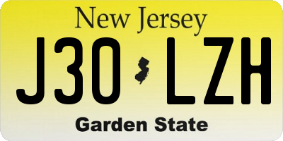 NJ license plate J30LZH