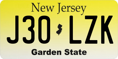NJ license plate J30LZK