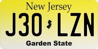 NJ license plate J30LZN