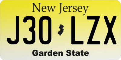 NJ license plate J30LZX