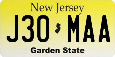 NJ license plate J30MAA