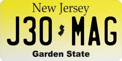 NJ license plate J30MAG