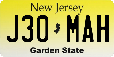 NJ license plate J30MAH