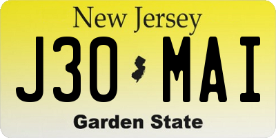 NJ license plate J30MAI