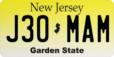 NJ license plate J30MAM