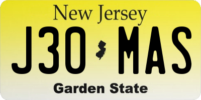 NJ license plate J30MAS