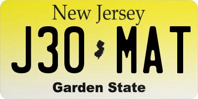 NJ license plate J30MAT