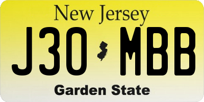 NJ license plate J30MBB
