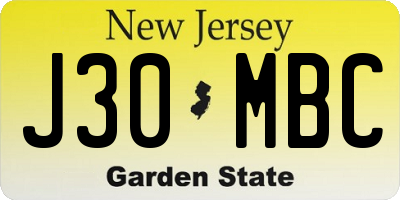 NJ license plate J30MBC