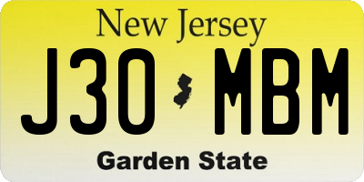 NJ license plate J30MBM
