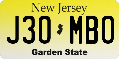 NJ license plate J30MBO